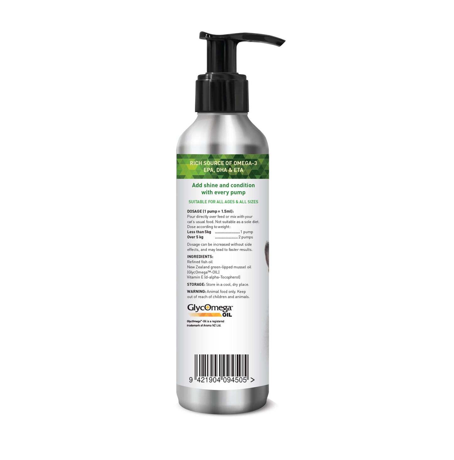 Nutreats Vitals Skin, Coat and Mobility - a rich source of Omega 3, EPA, DHA and ETA - add shine and condition to your cat's skin and coat.