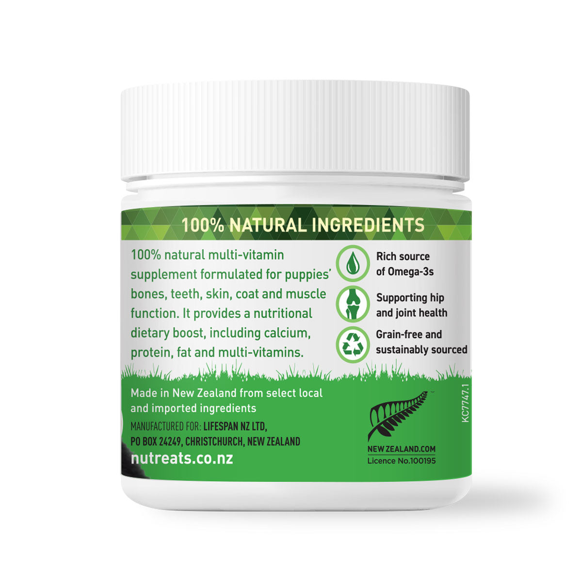 100% natural puppy supplement powder puppy prime supporting healthy bones, teeth, skin coat and muscle function. Provides dietary nutritional support rich in calcium, protein and multivitamins. Rich source of Omega-3, supporting joint and hip health. Grain free and sustainably sourced dietary supplement for dogs.