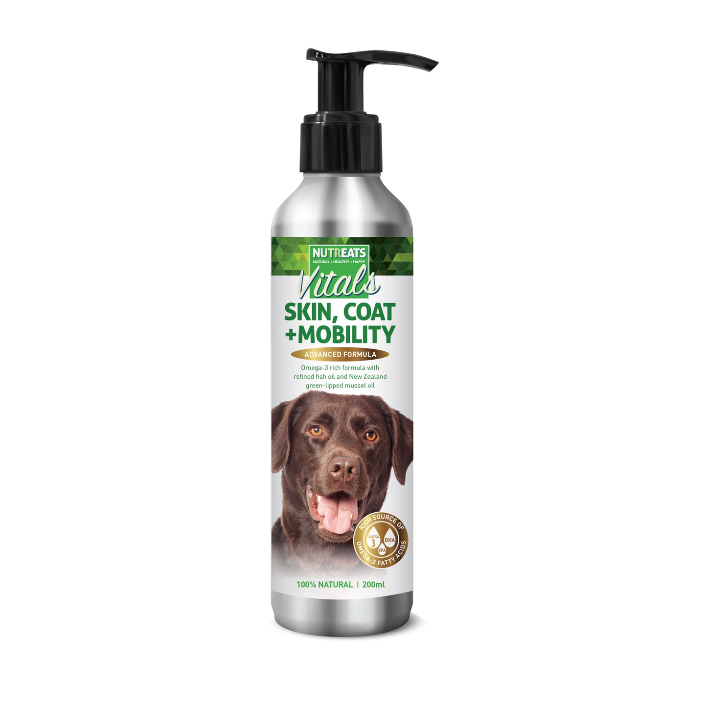 Nutreats skin coat and mobility - supplement for dogs supporting healthy joint health , skin and coat. 100% natural with green-lipped mussel oil rich in Omega-3