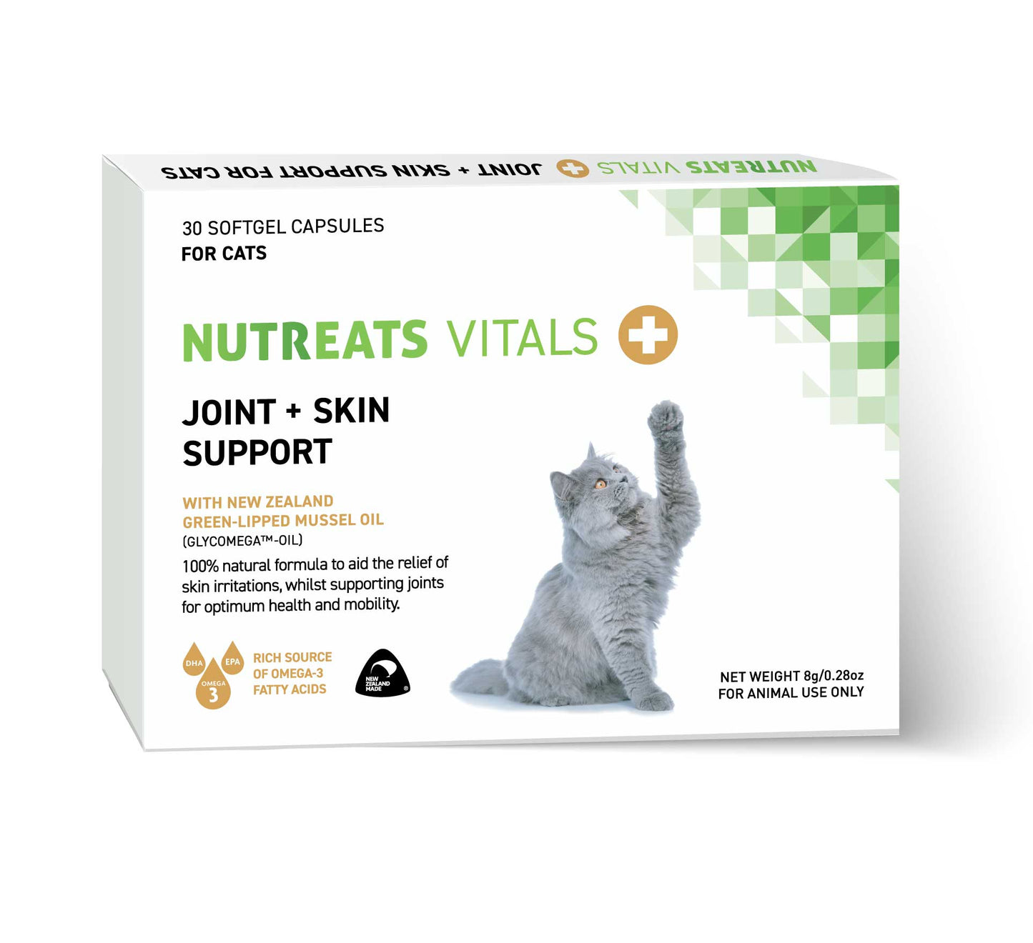 Green Lipped Mussel oil for cats supporting healthy skin and joints.