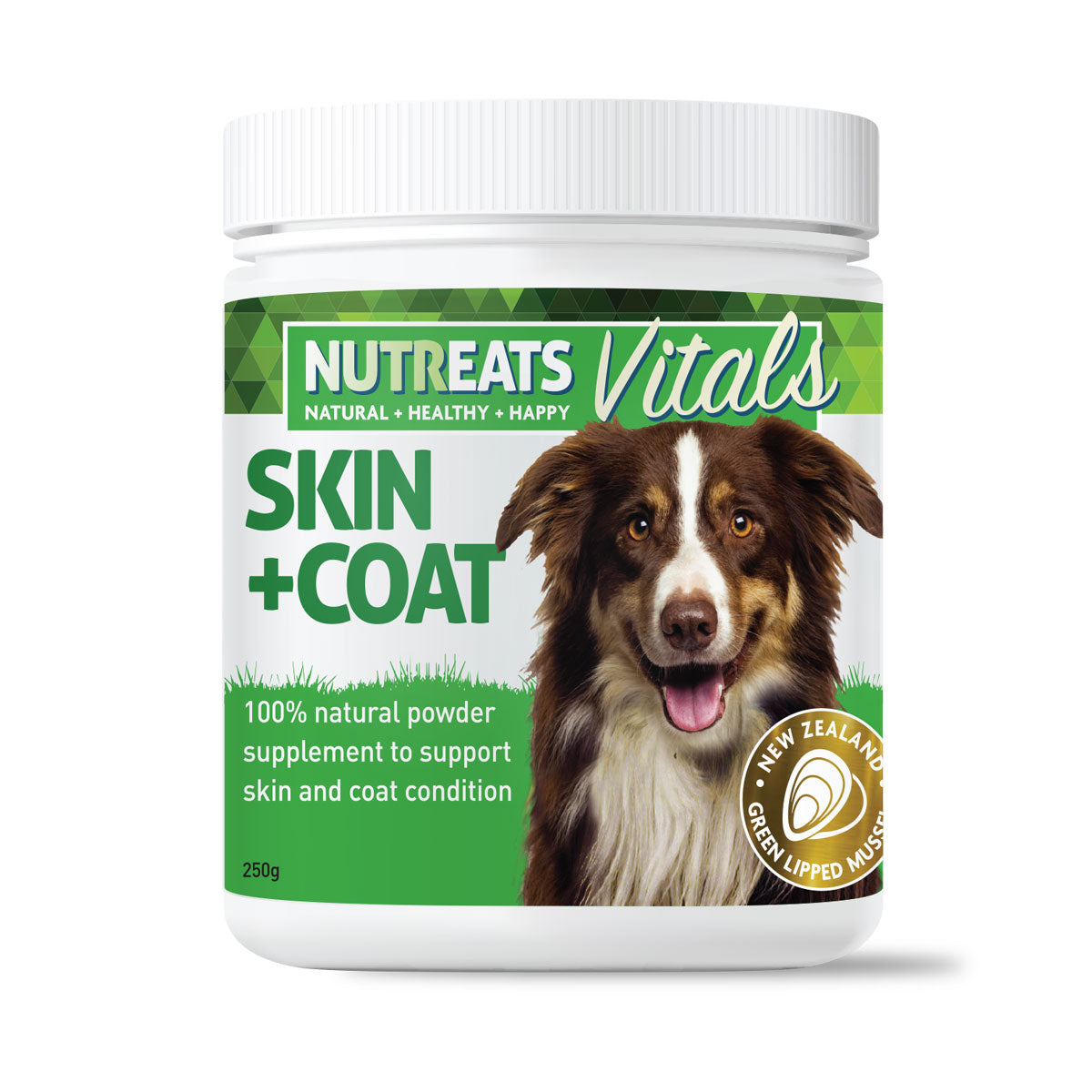 Nutreats skin & coat supplement powder. 100% natural supplement for dogs to support heaththy natural coat and skin condition.