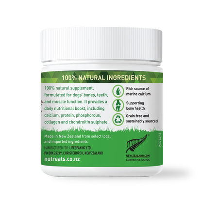 New Zealand Nutreats Bone Builder supplement for dogs - supporting strong bones and flexible joints with added New Zealand green-lipped mussel powder