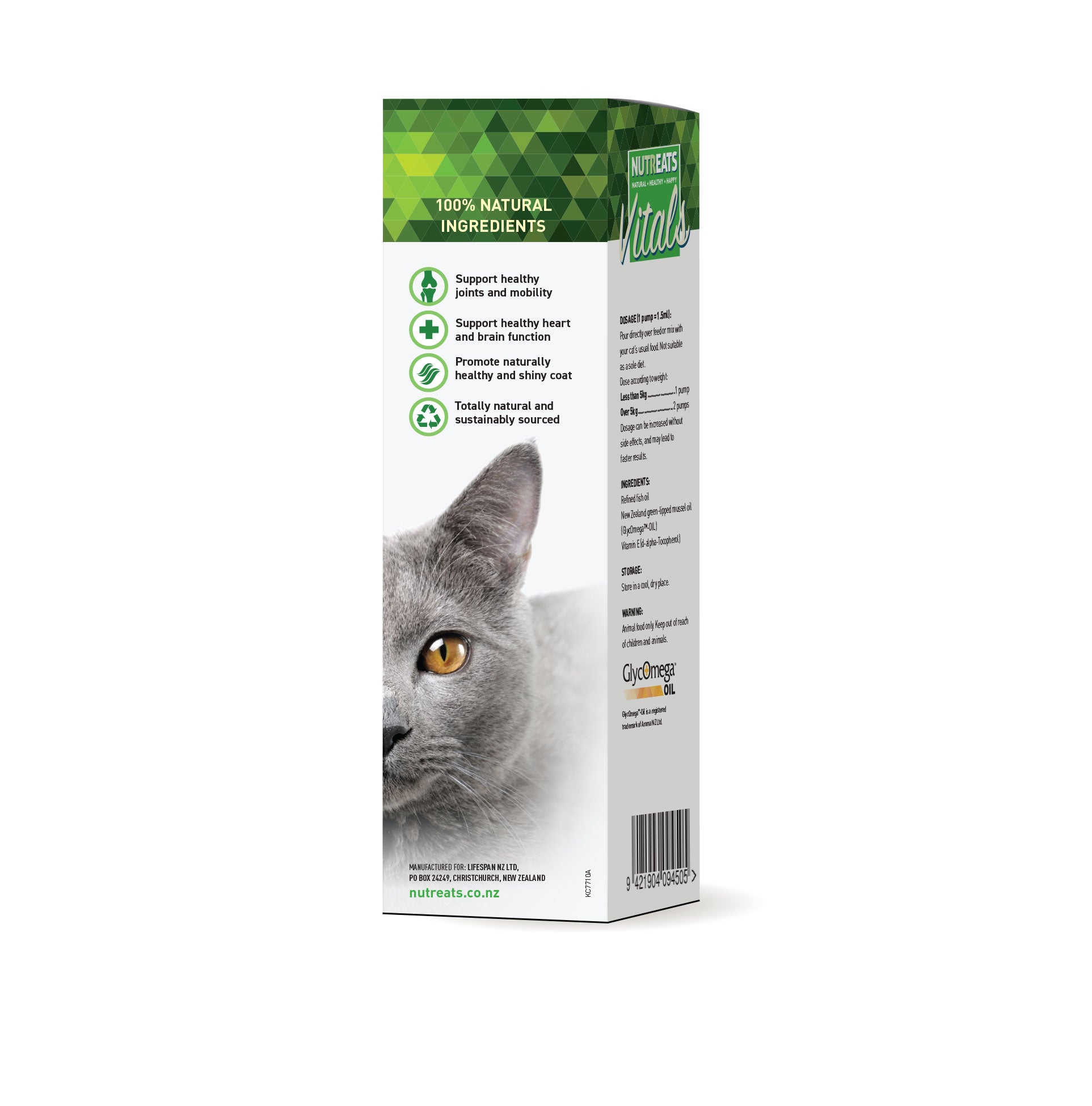 Nutreats Skin, Coat and Mobility oil for cats - supplement for healthy skin, coat and supporting mobility in cats. 100% natural nutritional supplement. Supporting healthy joints and mobility in cats. Supports healthy heart and brain function. Promotes naturally healthy shiny coat. 100% natural grain free supplement for cats.